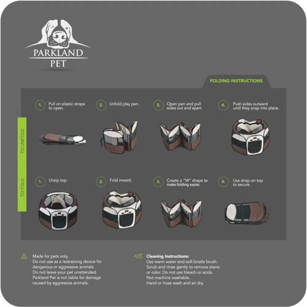 Portable Foldable Playpen Exercise Kennel DogsCats Indoor/Outdoor Removable Mesh